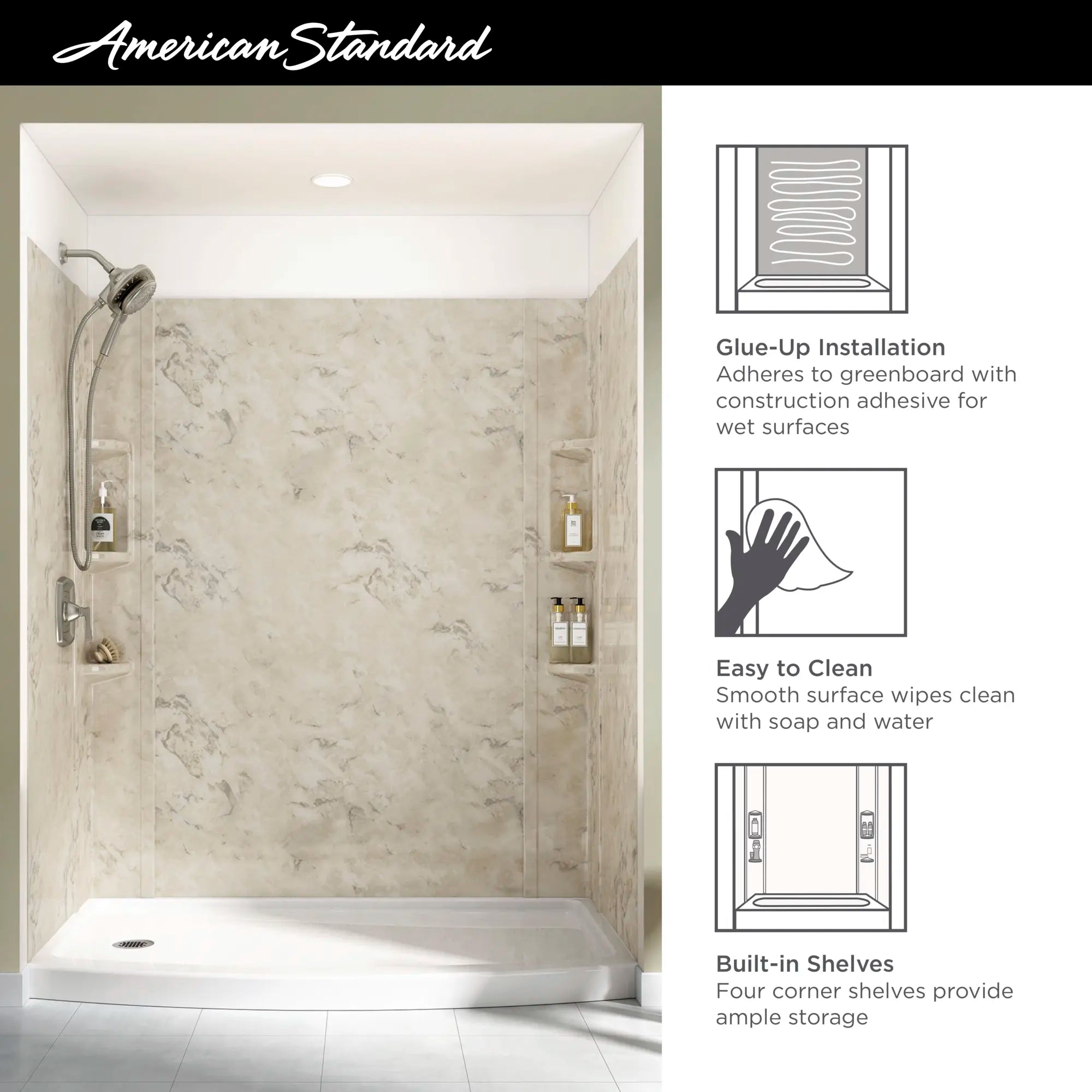 Ovation 60 x 30-Inch Shower Wall Set // SILVER CELESTIAL // 42945_2020_AS_Ovation_ShowerWalls_2968SWT60.369_Info_F1_0_CDNwebp.webp