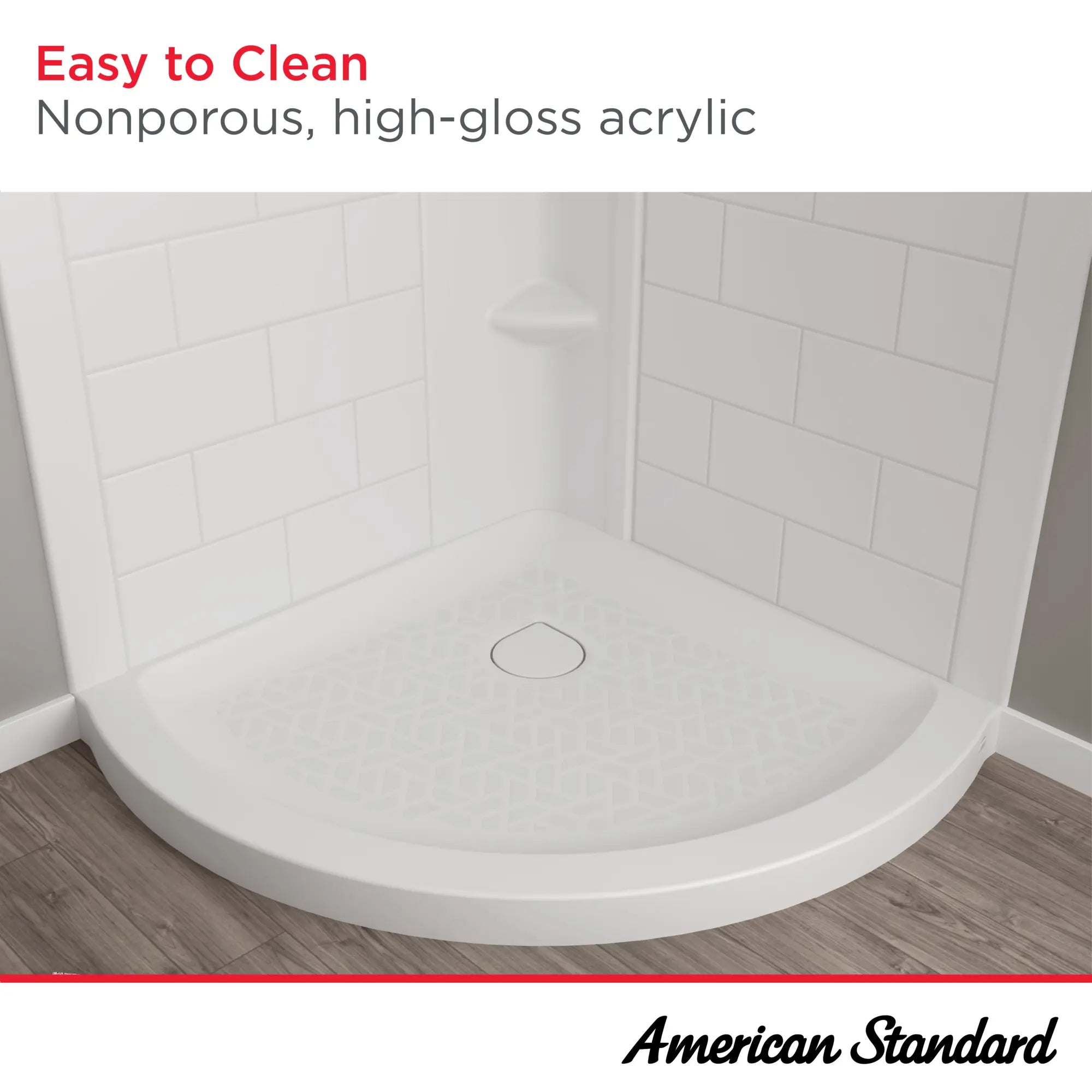 Ovation Curve 36-inch Corner Shower Base with Center Drain Outlet // ARCTIC // 42951_Ovation_Infographic_B8016A-ST3.011_0001_OCT2024_1_CDNwebp.webp