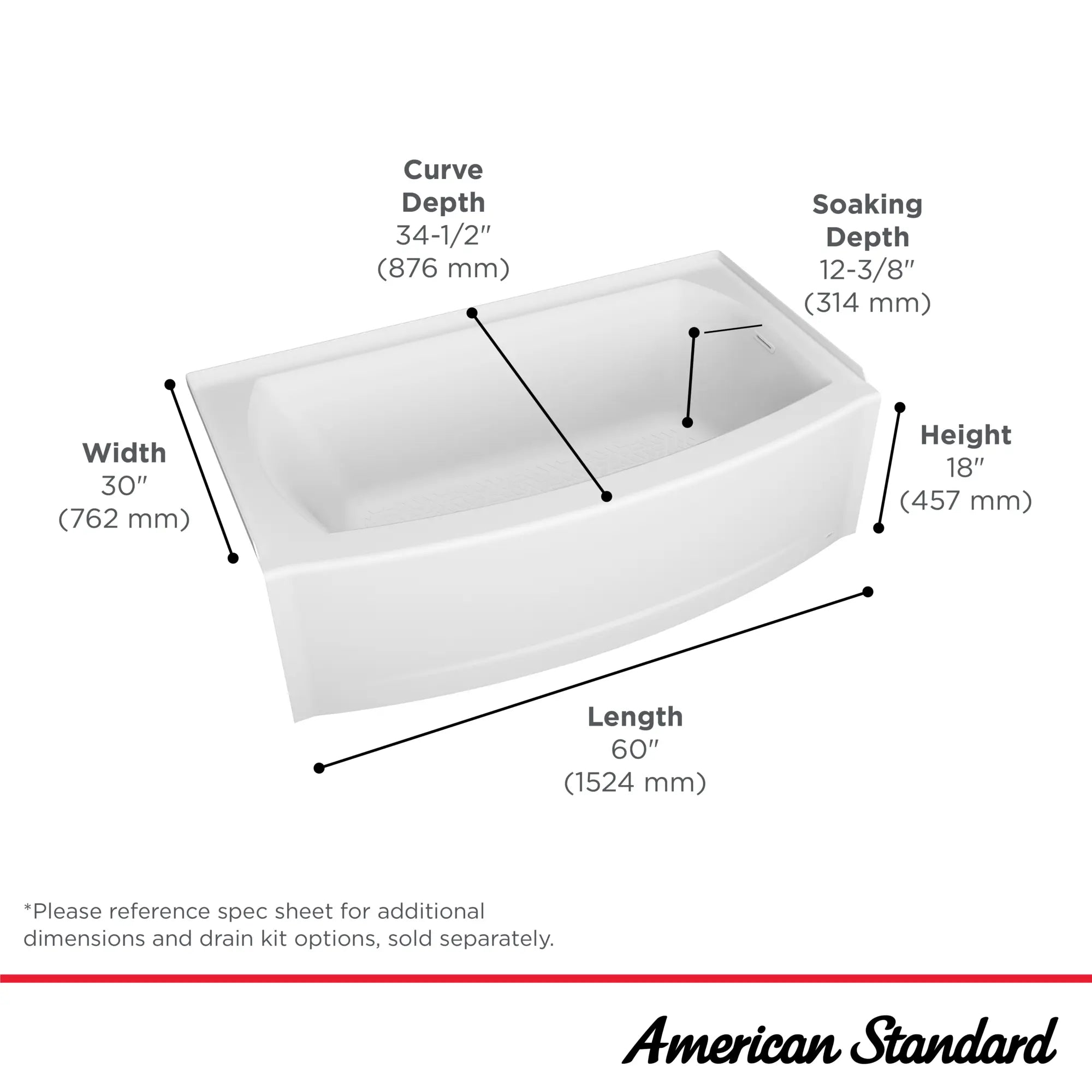 Ovation Curve 5x30-inch Integral Apron Bathtub with Right-hand Outlet with Deep Soak Drain // N/A // 42979_Ovation_Infographic_2576112S.011_0001_OCT2024_1_CDNwebp.webp