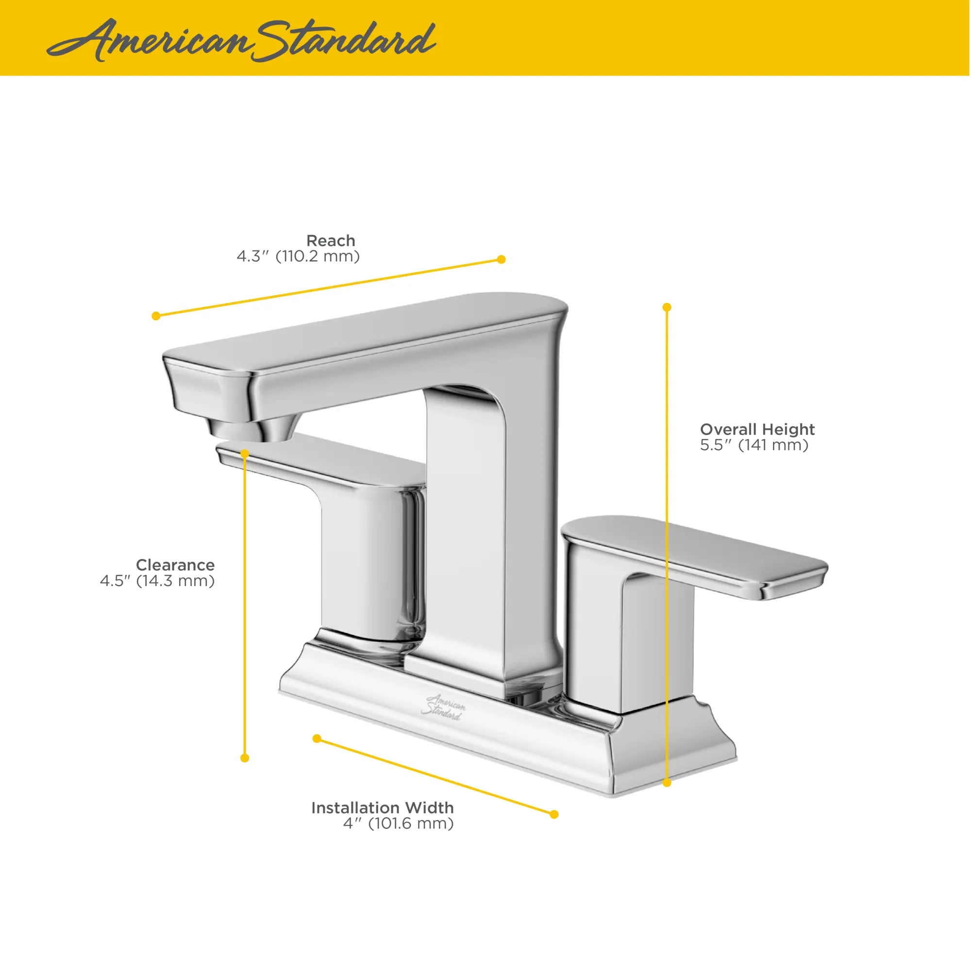 Forsey® 4-Inch Centerset 2-Handle Bathroom Faucet 1.2 gpm/4.5 L/min With Lever Handles // POLISHED CHROME // 43156_AS_Forsey_Bath_Faucet_7023201002_Infographic_2_0_CDNwebp.webp