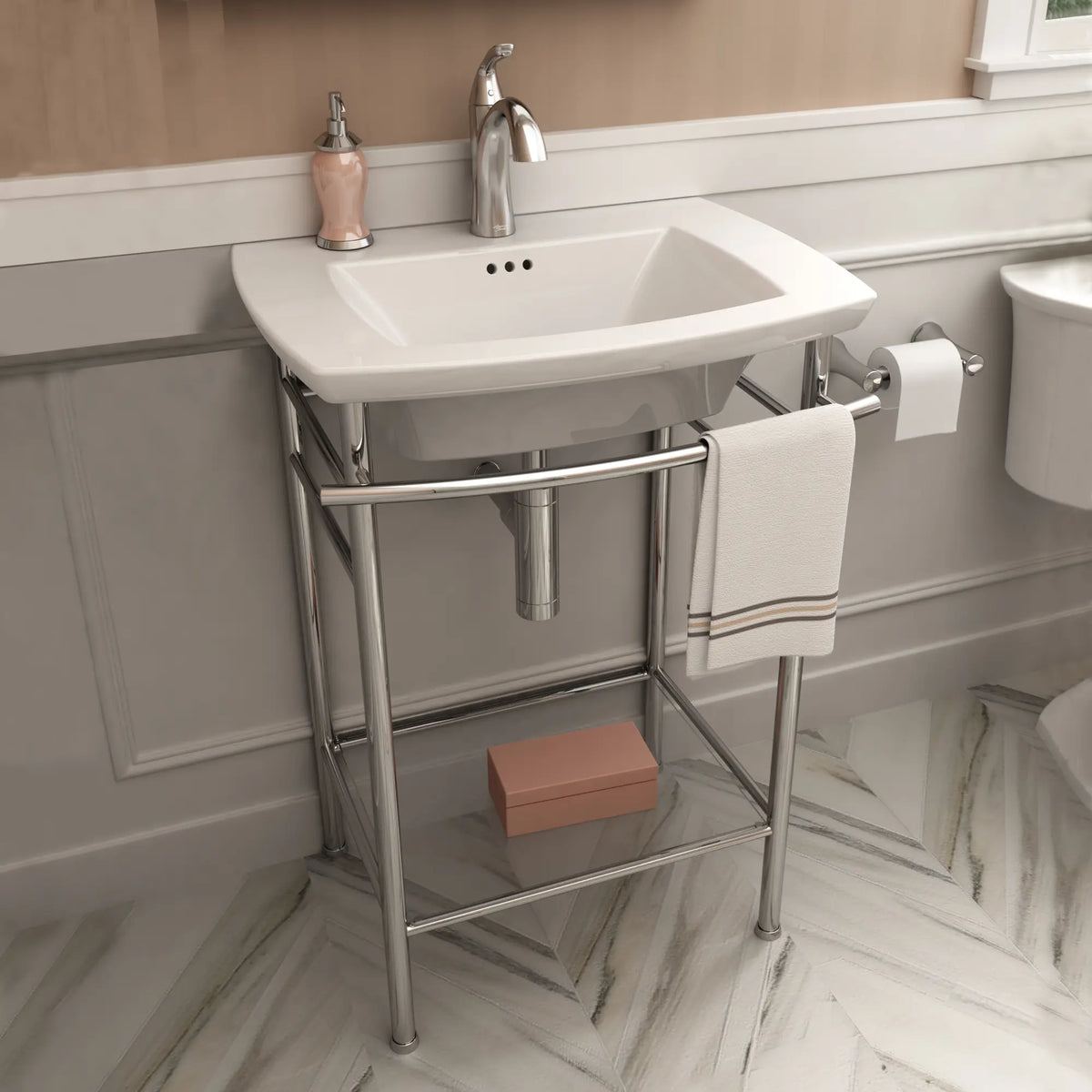 Fluent® Single Hole Single-Handle Bathroom Faucet 1.2 gpm/4.5 L/min With Lever Handle // POLISHED CHROME // 45341_0445001020_8719000002_204AA104020_7186.101.002_0_CDNwebp_7b517dc8-601b-41c8-8a4e-b7bbd60a6c2f.webp