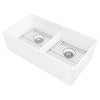 [1180DB3620.291] Avery® 36 x 20-Inch Fine Fireclay Undermount or Flush Mount Double Bowl Apron Kitchen Sink - Alabaster White