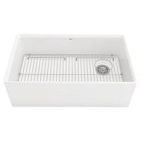 [1180SB3320.291] Avery® 33 x 20-Inch Fine Fireclay Undermount or Flush Mount Single Bowl Apron Front Kitchen Sink - Alabaster White