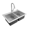 [18DB000132C2.075] Raviv® Pull-Down Faucet and 33-Inch Stainless Steel Double-Bowl Kitchen Sink Kit - Stainless Steel