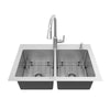 [18DB000132C2.075] Raviv® Pull-Down Faucet and 33-Inch Stainless Steel Double-Bowl Kitchen Sink Kit - Stainless Steel