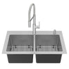 [18DB000132C3.075] Tamarind® 33 x 22-Inch Stainless Steel 2-Hole Dual Mount Double-Bowl Kitchen Sink with Semi-Pro Faucet and Soap Dispenser - Stainless Steel
