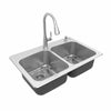 [18DB000332C1.075] Fairbury® 2S Pull-Down Faucet and 33-Inch Stainless Steel Double-Bowl Kitchen Sink Kit - Stainless Steel