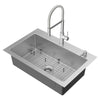 [18SB000432C3.075] Tamarind® 33 x 22-Inch Stainless Steel Single-Bowl 1-Hole Kitchen Sink and Faucet - Stainless Steel
