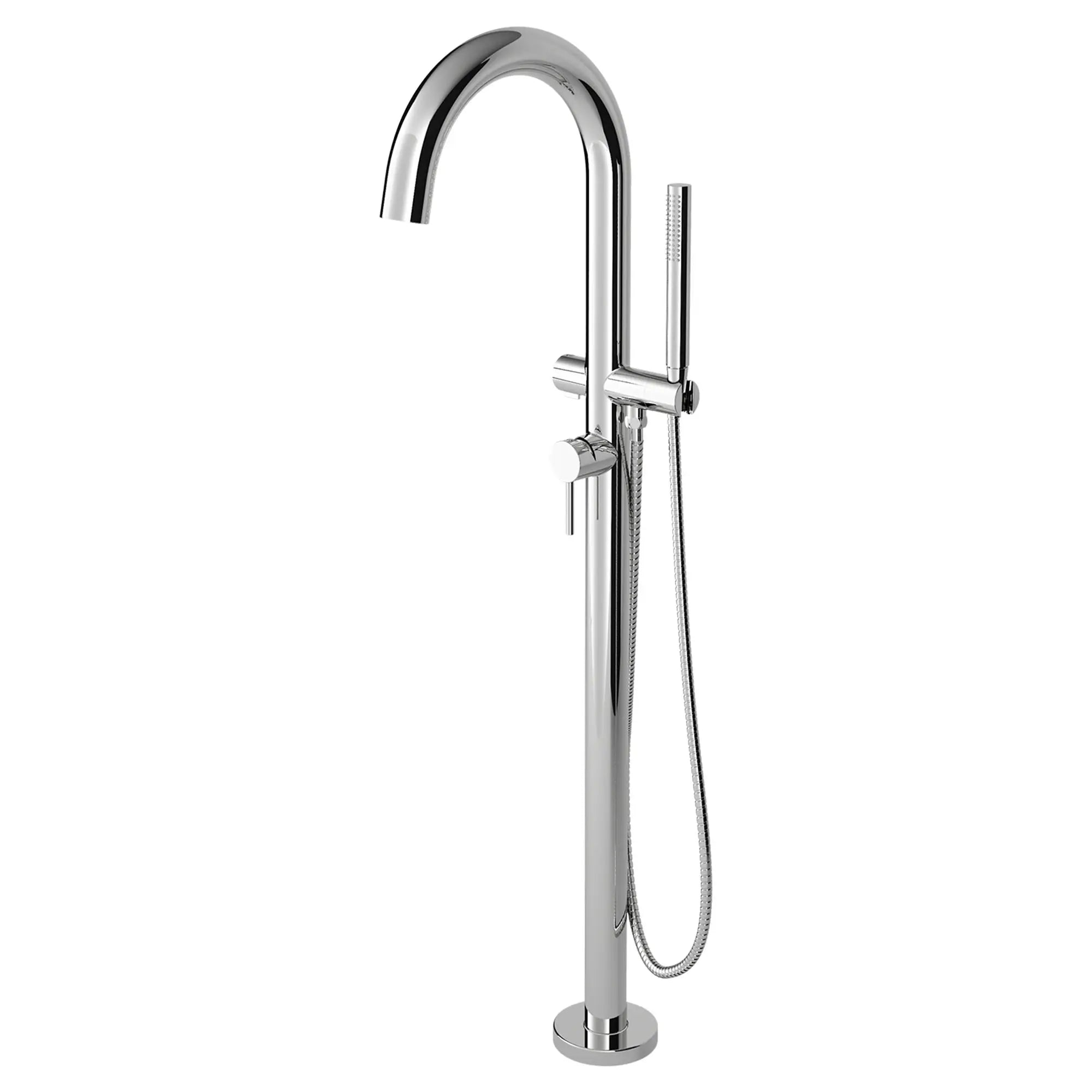Contemporary Round Freestanding Tub Faucet with Personal Shower for Flash Rough-in Valve with Lever Handle // POLISHED CHROME // 48692_2064951002_3_0_CDNwebp.webp