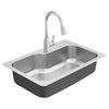 [20SB.332211L.075] Fairacres® 33 x 22-Inch Stainless Steel 1-Hole Dual Mount Single-Bowl Kitchen Sink with Pull-Down Faucet - Stainless Steel