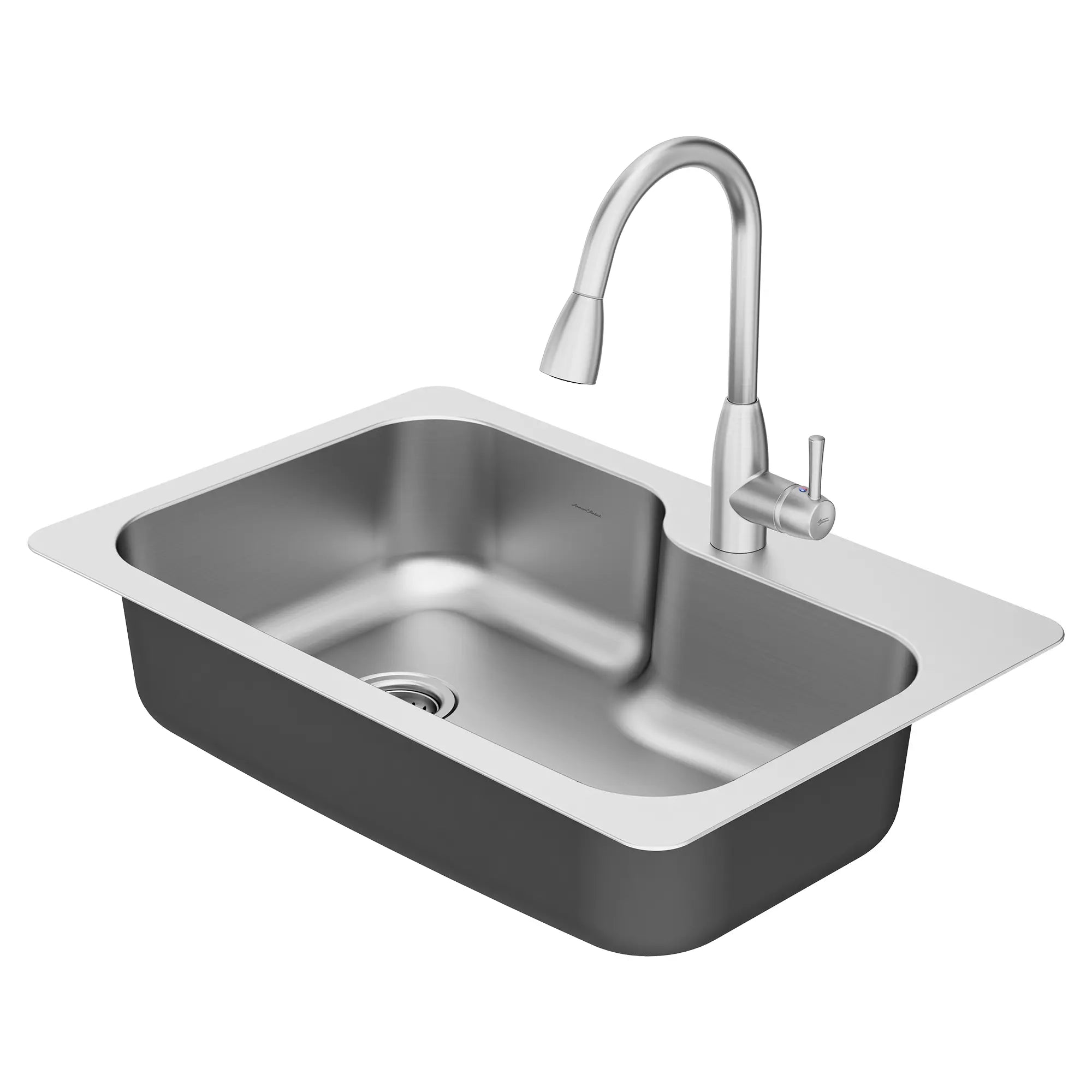 Fairacres® 33 x 22-Inch Stainless Steel 1-Hole Dual Mount Single-Bowl Kitchen Sink with Pull-Down Faucet // STAINLESS STEEL // 54900_4005310075_20SB332211L075_2_0_CDNwebp.webp