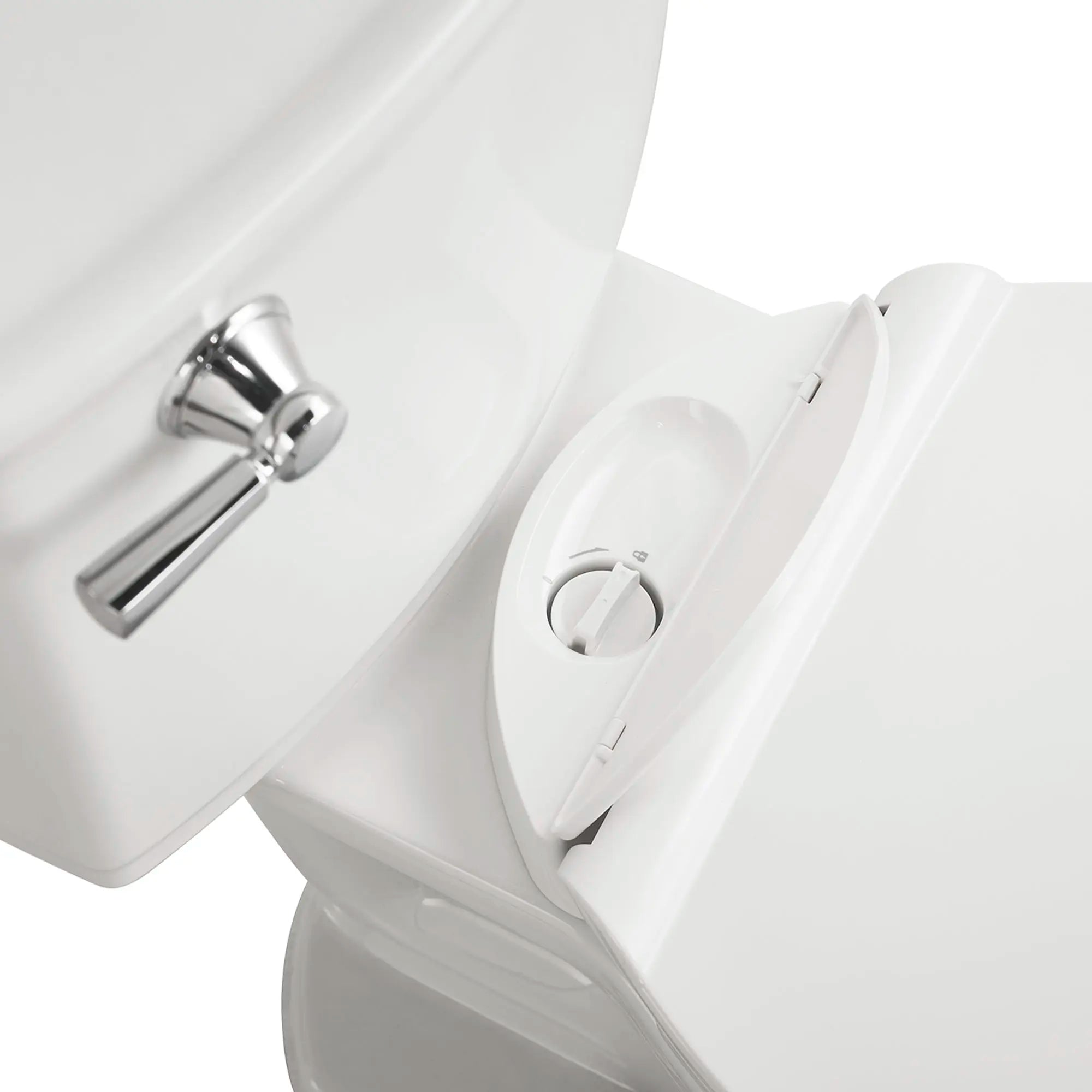 Vormax Plus 1.28 GPF/4.8 LPF Left Trip Lever 16-1/2-in. Elongated-Front Self-Cleaning Toilet with Seat // WHITE // 58883_708AA101020_Open_0_CDNwebp.webp