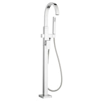 [7184951.002] Times Square Contemporary Square Freestanding Tub Faucet with Personal Shower for Flash Rough-in Valve with Lever Handle - Polished Chrome