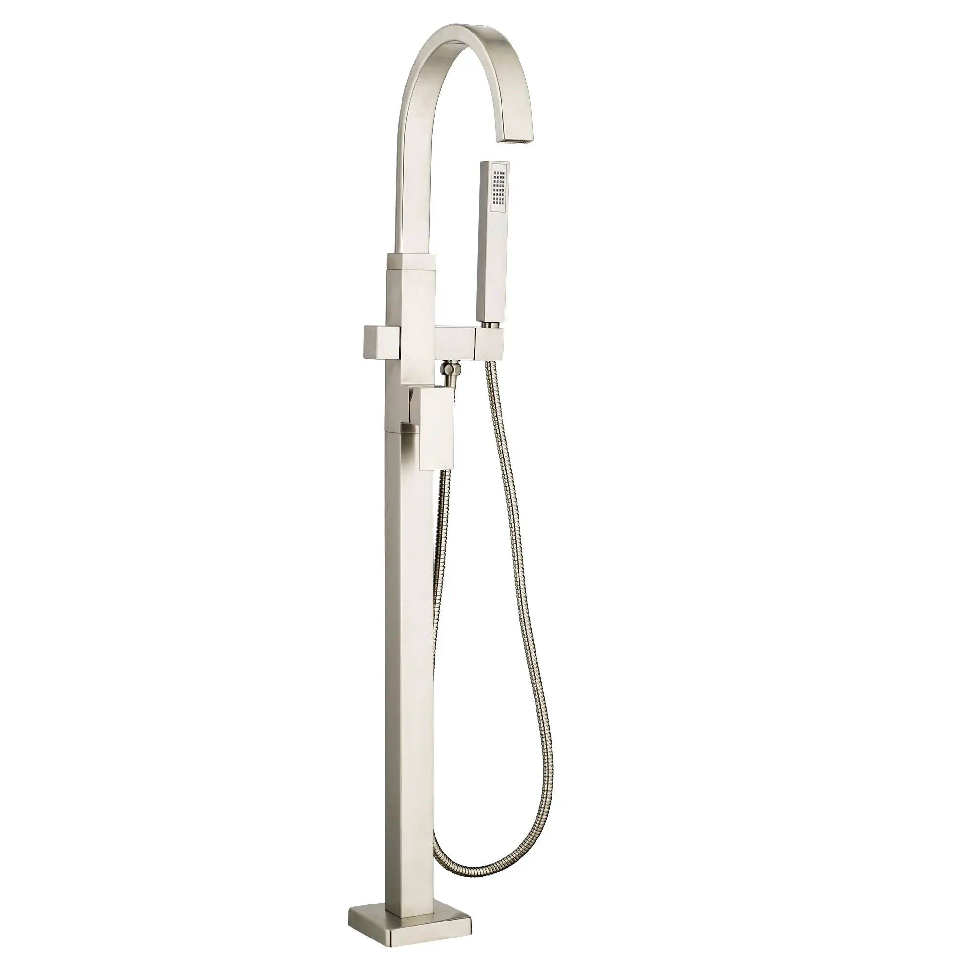 Times Square Contemporary Square Freestanding Tub Faucet with Personal Shower for Flash Rough-in Valve with Lever Handle // BRUSHED NICKEL // 59275_7184951295_0_CDNwebp.webp
