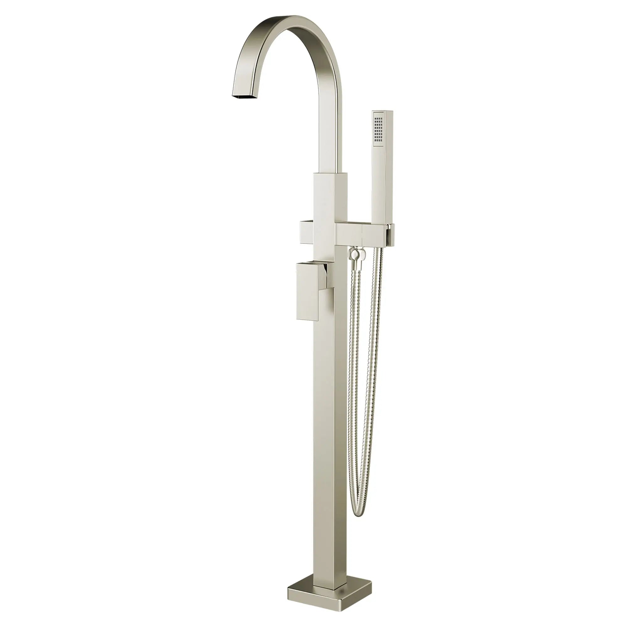 Times Square Contemporary Square Freestanding Tub Faucet with Personal Shower for Flash Rough-in Valve with Lever Handle // BRUSHED NICKEL // 59278_7184951295_1_0_CDNwebp.webp