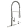 [7424351.075] Gladden Semi-Pro Dual Spray Kitchen Faucet with Deck Plate and Soap Dispenser - Stainless Steel