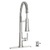 [7424351.075] Gladden Semi-Pro Dual Spray Kitchen Faucet with Deck Plate and Soap Dispenser - Stainless Steel