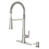 [7424351.075] Gladden Semi-Pro Dual Spray Kitchen Faucet with Deck Plate and Soap Dispenser - Stainless Steel