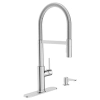 [7425351.075] Tamarind Semi-Pro Dual Spray Kitchen Faucet with Deck Plate and Soap Dispenser - Stainless Steel