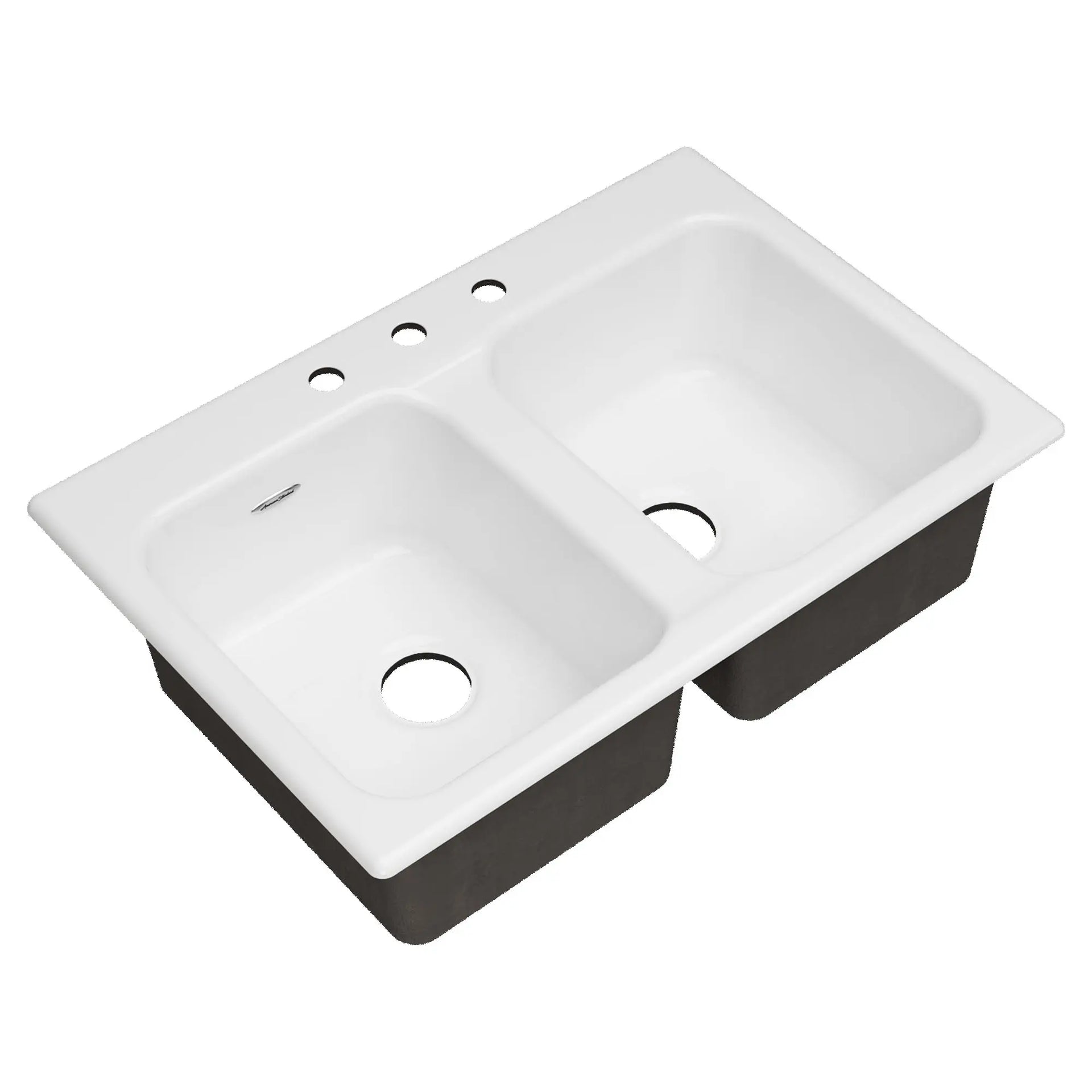 Quince 33 x 22-Inch Cast Iron 3-Hole Drop-In or Undercounter Double-Bo