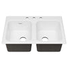 [77DB33223.308] Quince 33 x 22-Inch Cast Iron 3-Hole Drop-In or Undercounter Double-Bowl Kitchen Sink - Brilliant White