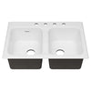 [77DB33224.308] Quince 33 x 22-Inch Cast Iron 4-Hole Drop-In or Undercounter Double-Bowl Kitchen Sink - Brilliant White