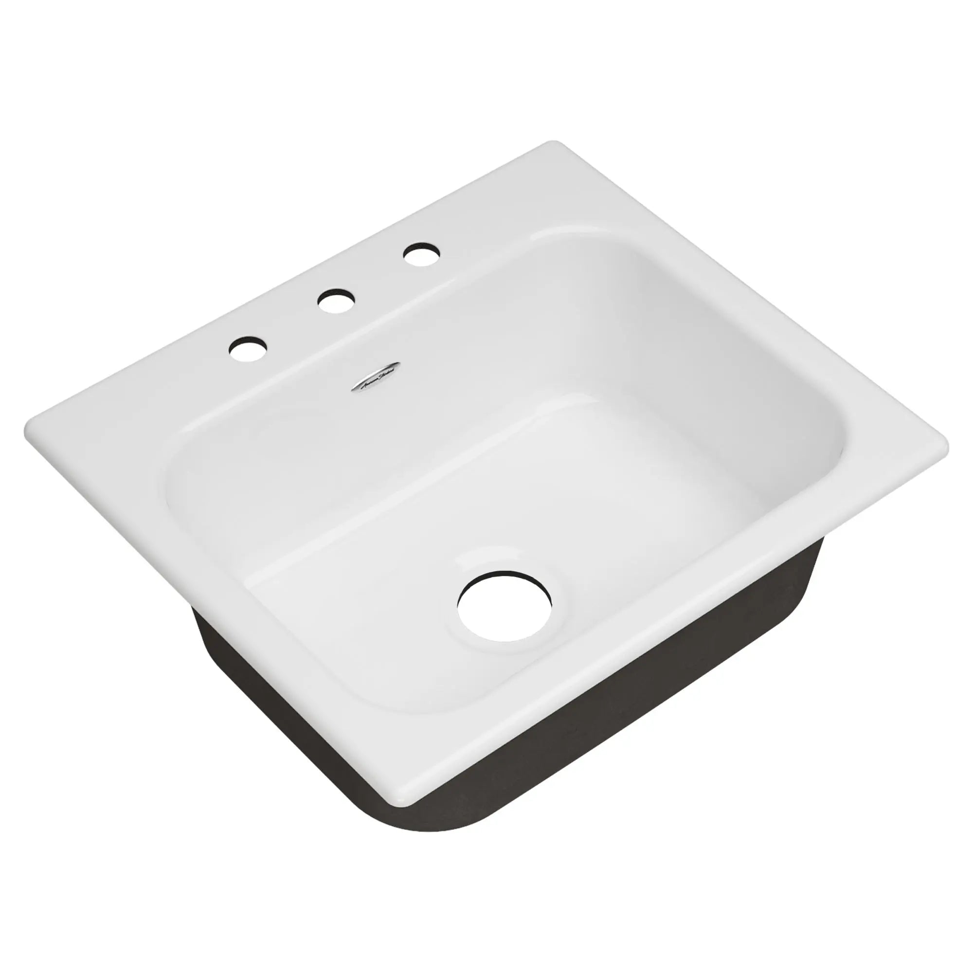 [77SB25223.308] Quince 25 x 22-Inch Cast Iron 3-Hole Drop-In Single-Bowl Kitchen Sink - Brilliant White