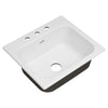 [77SB25223.308] Quince 25 x 22-Inch Cast Iron 3-Hole Drop-In Single-Bowl Kitchen Sink - Brilliant White