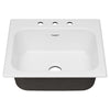 [77SB25223.308] Quince 25 x 22-Inch Cast Iron 3-Hole Drop-In Single-Bowl Kitchen Sink - Brilliant White