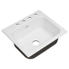 [77SB25224.308] Quince 25 x 22-Inch Cast Iron 4-Hole Drop-In Single-Bowl Kitchen Sink - Brilliant White