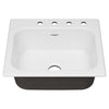 [77SB25224.308] Quince 25 x 22-Inch Cast Iron 4-Hole Drop-In Single-Bowl Kitchen Sink - Brilliant White