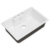 [77SB33223.308] Quince 33 x 22-Inch Cast Iron 3-Hole Drop-In Single-Bowl Kitchen Sink - Brilliant White