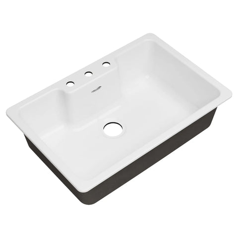 Quince 33 x 22-Inch Cast Iron 3-Hole Drop-In Single-Bowl Kitchen Sink