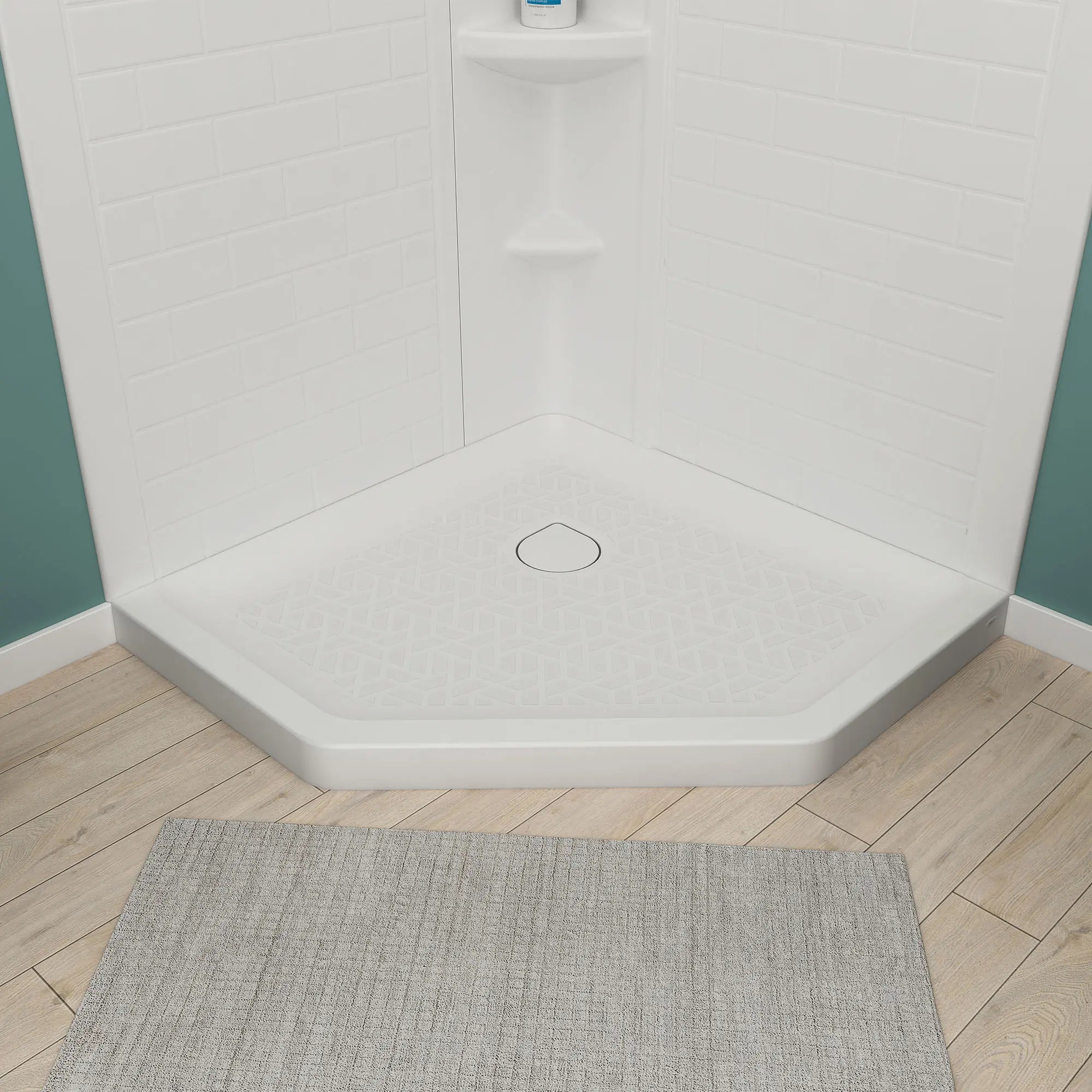 Elevate 38-inch Neo-Angle Base with Center Drain Outlet // ARCTIC // 64792_A8017TCO.011_CDNwebp.webp