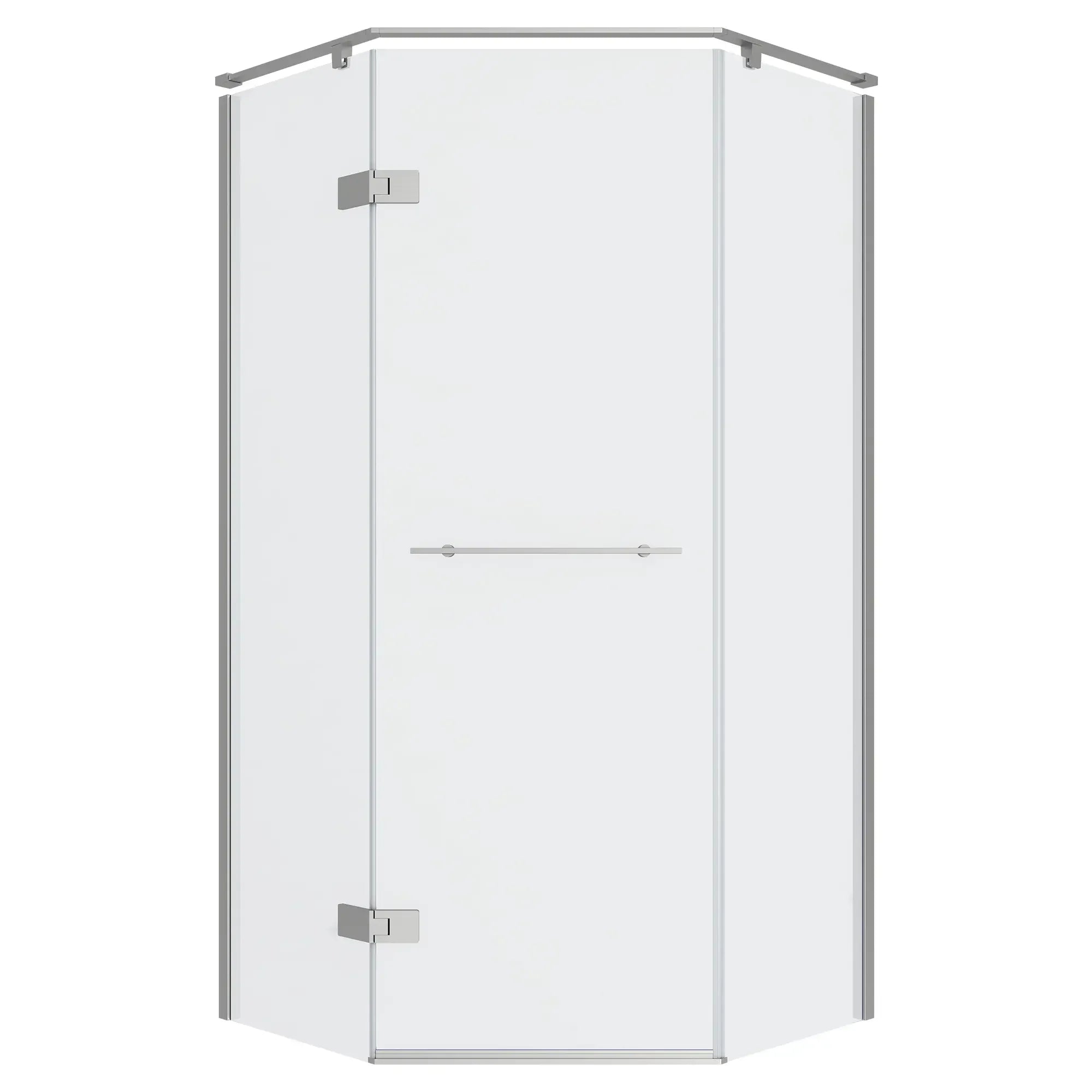 Elevate Framed 74-inch Neo-Angle Pivot Shower Door //   BRUSHED NICKEL // 65358_AM00841400295_CDNwebp.webp