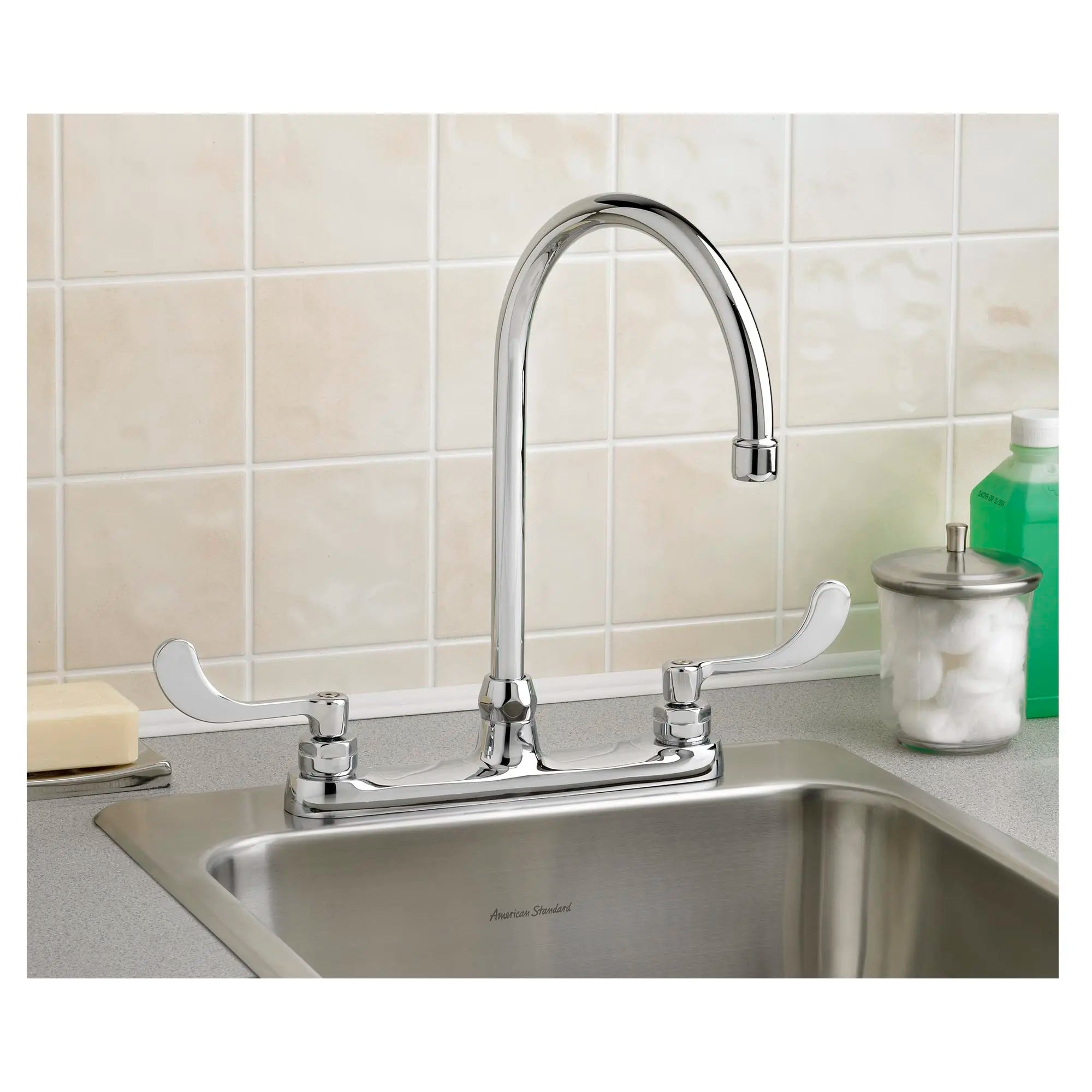 Monterrey® Top Mount Kitchen Faucet With Gooseneck Spout and Wrist Blade Handles 1.5 gpm/5.7 L/min // POLISHED CHROME // 66150_B_6409170002_CDNwebp.webp