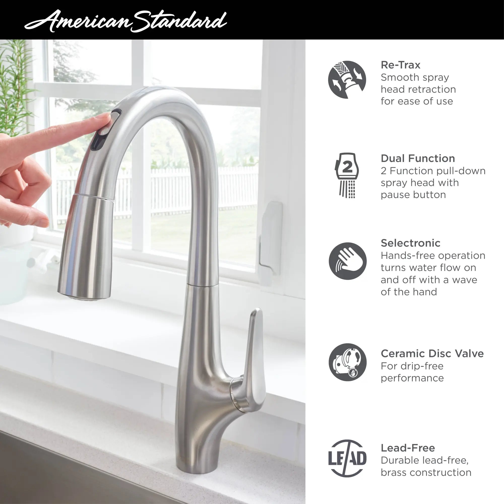 Avery® Touchless Single-Handle Pull-Down Dual Spray Kitchen Faucet 1.5 gpm/5.7 L/min // POLISHED CHROME // 67011_AS_Avery_Kitchen_Faucets_4901380_Infographics_1_0_CDNwebp.webp