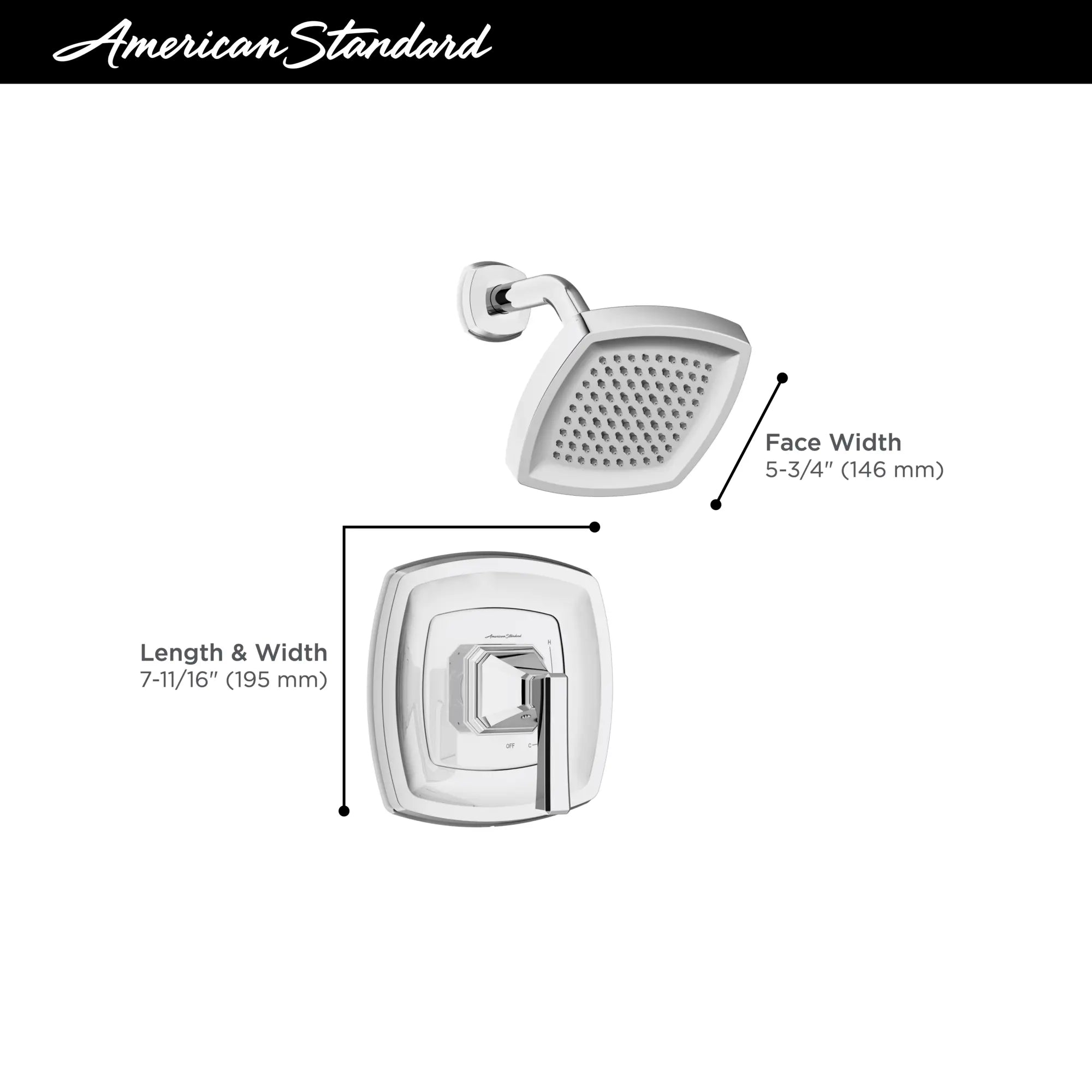 Crawford 2.5 gpm/9.5 L/min Shower Trim Kit With Showerhead, Double Ceramic Pressure Balance Cartridge With Lever Handle // POLISHED CHROME // 67360_AS_Crawford_Tub_Shower_TU612501_TU612507_Infographics_2_0_CDNwebp.webp