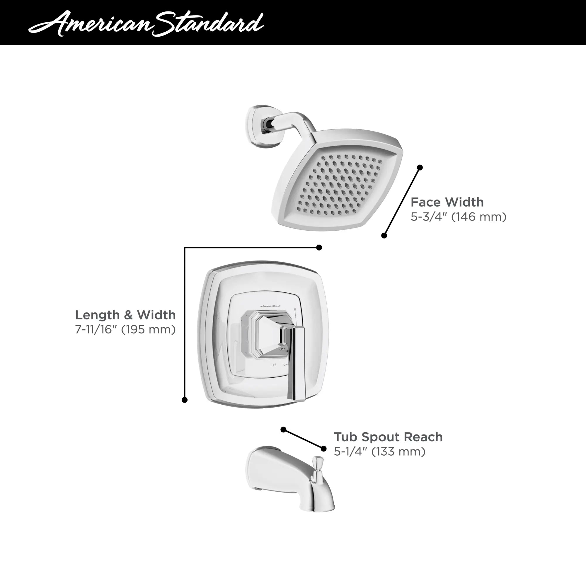 Crawford 1.8 gpm/6.8 L/min Tub and Shower Trim Kit With Water-Saving Showerhead, Double Ceramic Pressure Balance Cartridge With Lever Handle // TUB & SHOWER / POLISHED CHROME // 67363_AS_Crawford_Tub_Shower_TU612502_TU612508_Infographics_2_0_CDNwebp.webp