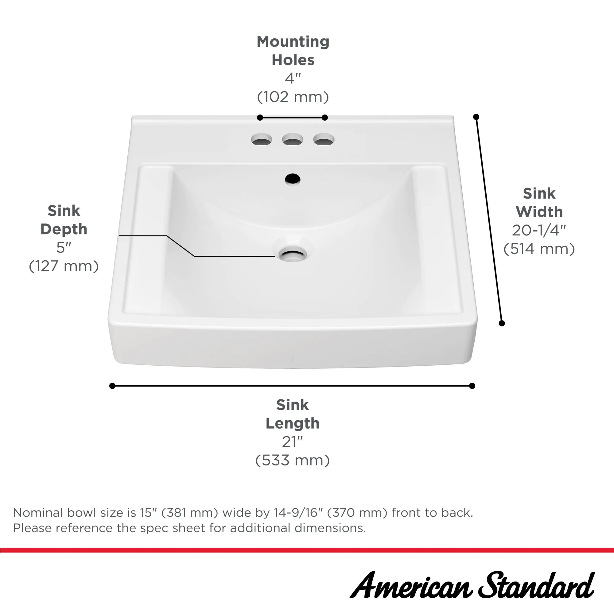 Decorum® 21 x 20-1/4-Inch (533 x 514 mm) Wall-Hung EverClean® Sink With 4-Inch Centerset // WHITE // 67365_Decorum_Infographic_9134004EC_0001_SEPT2025_1_CDNwebp.webp
