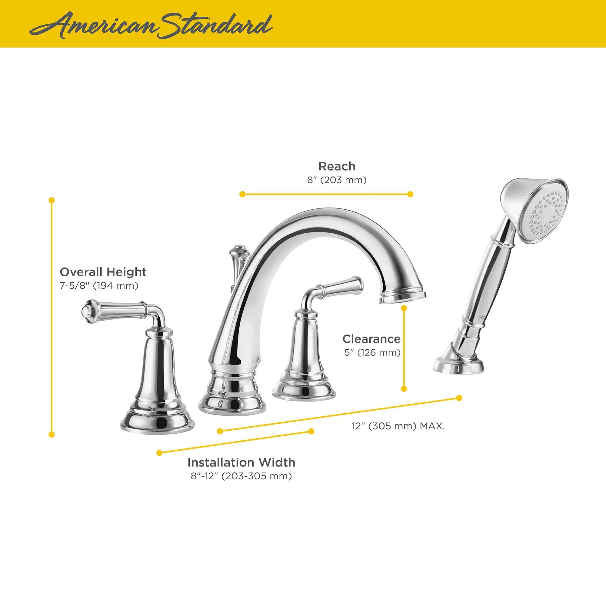 Delancey® Bathtub Faucet With  Lever Handles and Personal Shower for Flash® Rough-In Valve // POLISHED CHROME // 67383_AS_Delancey_Bath_T052901002_Infographic_2_0_CDNwebp.webp