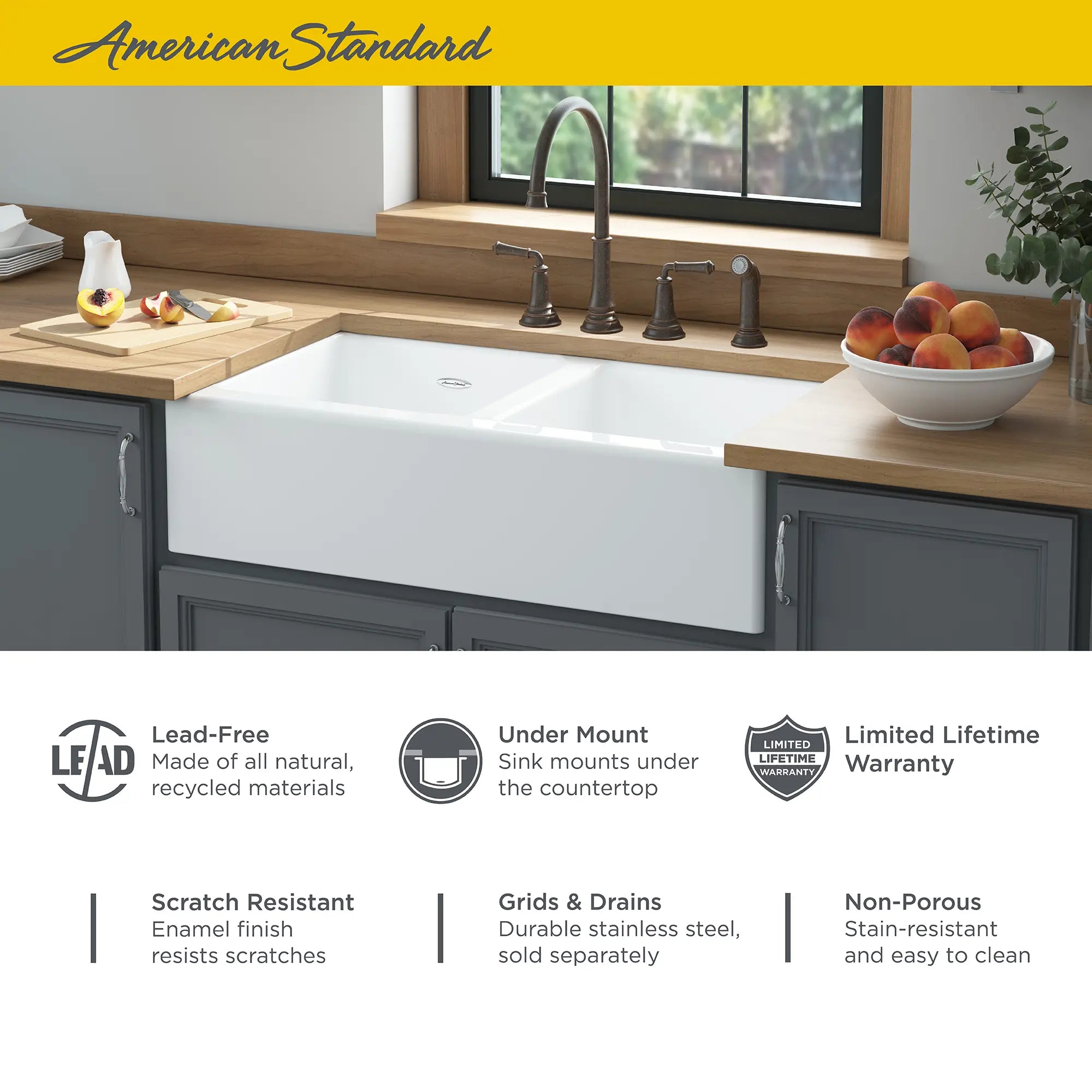 Delancey 36 x 22-Inch Cast Iron 4-Hole Undermount Double-Bowl Apron Front Kitchen Sink // 36 X 22 IN / BRILLIANT WHITE // 67391_AS_Delancey_Cast_Iron_Kitchen_Sink_77DB36220A308_Infographic_1_0_CDNwebp.webp