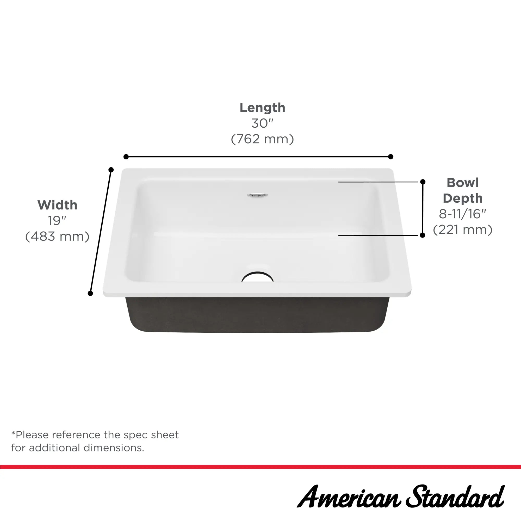 Delancey 30 x 19-Inch Cast Iron Undermount Single-Bowl Kitchen Sink // BRILLIANT WHITE // 67394_Delancey_Infographic_77SB30190308_0001_SEPT2025_3_CDNwebp.webp