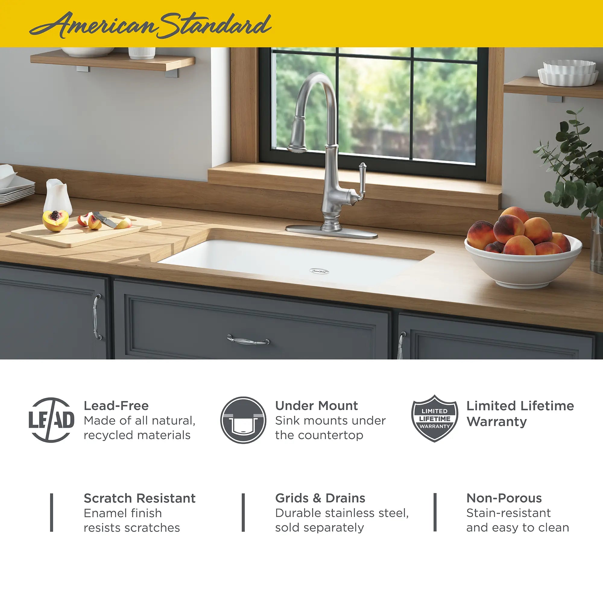 Delancey 30 x 19-Inch Cast Iron Undermount Single-Bowl Kitchen Sink // BRILLIANT WHITE // 67397_AS_Delancey_Cast_Iron_Kitchen_Sink_77SB30190308_Infographic_1_0_CDNwebp.webp