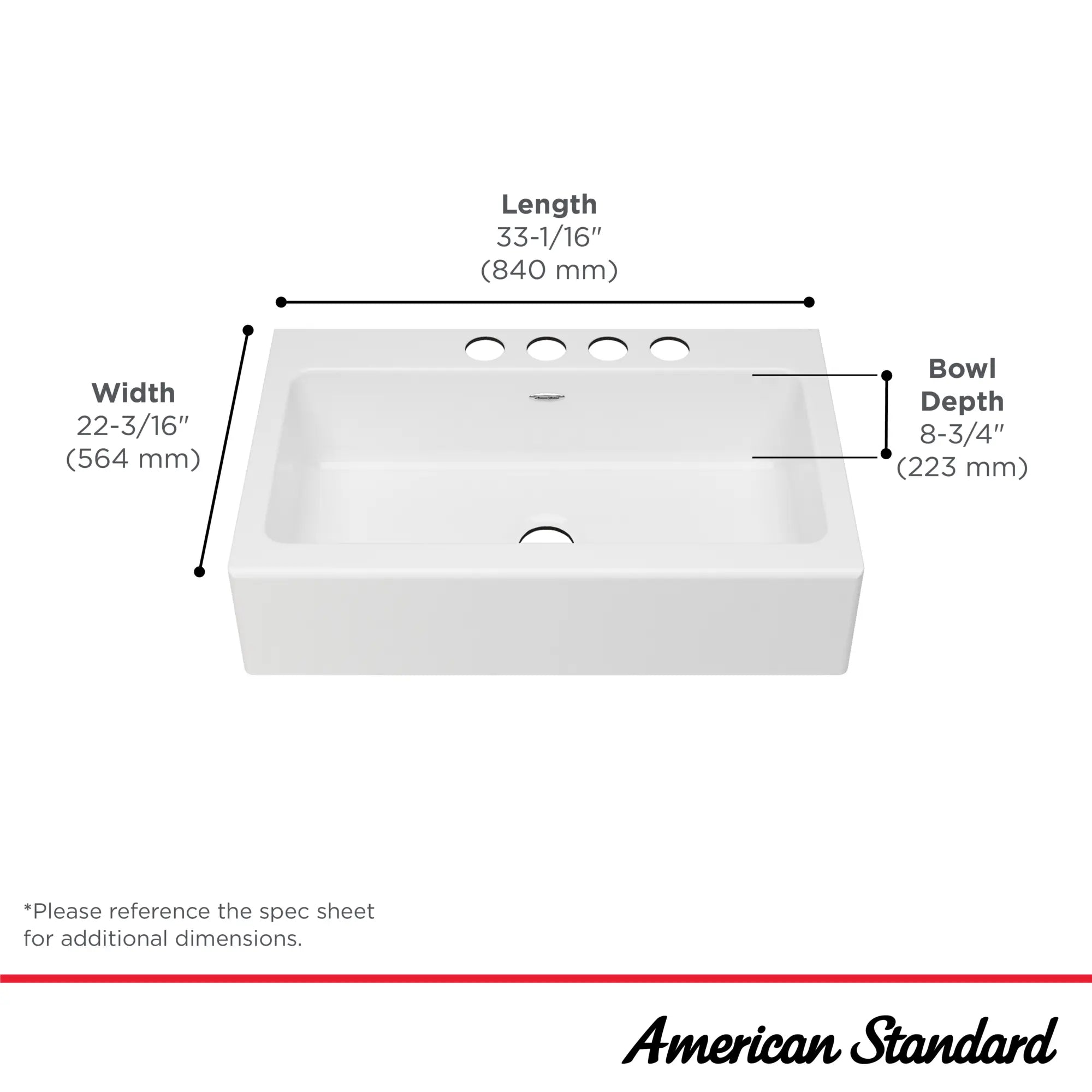Delancey 33 x 22-Inch Cast Iron 4-Hole Undermount Single-Bowl Apron Front Kitchen Sink // 33 X 22 IN / BRILLIANT WHITE // 67401_Delancey_Infographic_77SB33220A308_0001_SEPT2025_2_CDNwebp.webp
