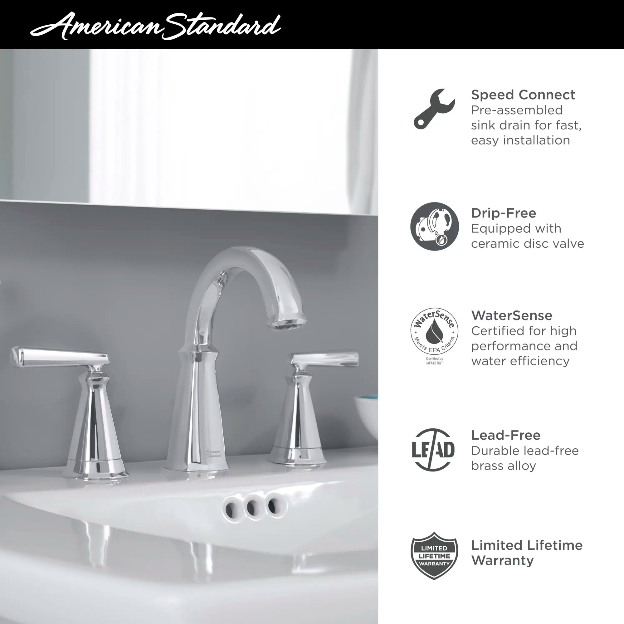 Edgemere® 8-Inch Widespread 2-Handle Bathroom Faucet 1.2 gpm/4.5 L/min With Lever Handles // POLISHED CHROME // 67423_2019_AS_Edgemere_Faucets_Infographics_F3_0_CDNwebp.webp