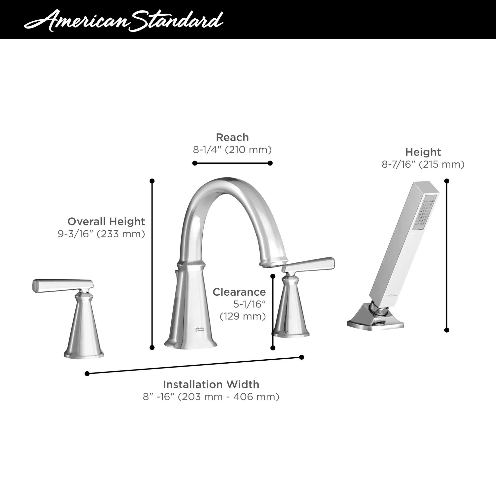 Edgemere® Bathtub Faucet With Lever Handles and Personal Shower for Flash® Rough-In Valve // POLISHED CHROME // 67431_2019_AS_Edgemere_Faucets_Infographics_F7_0_CDNwebp.webp