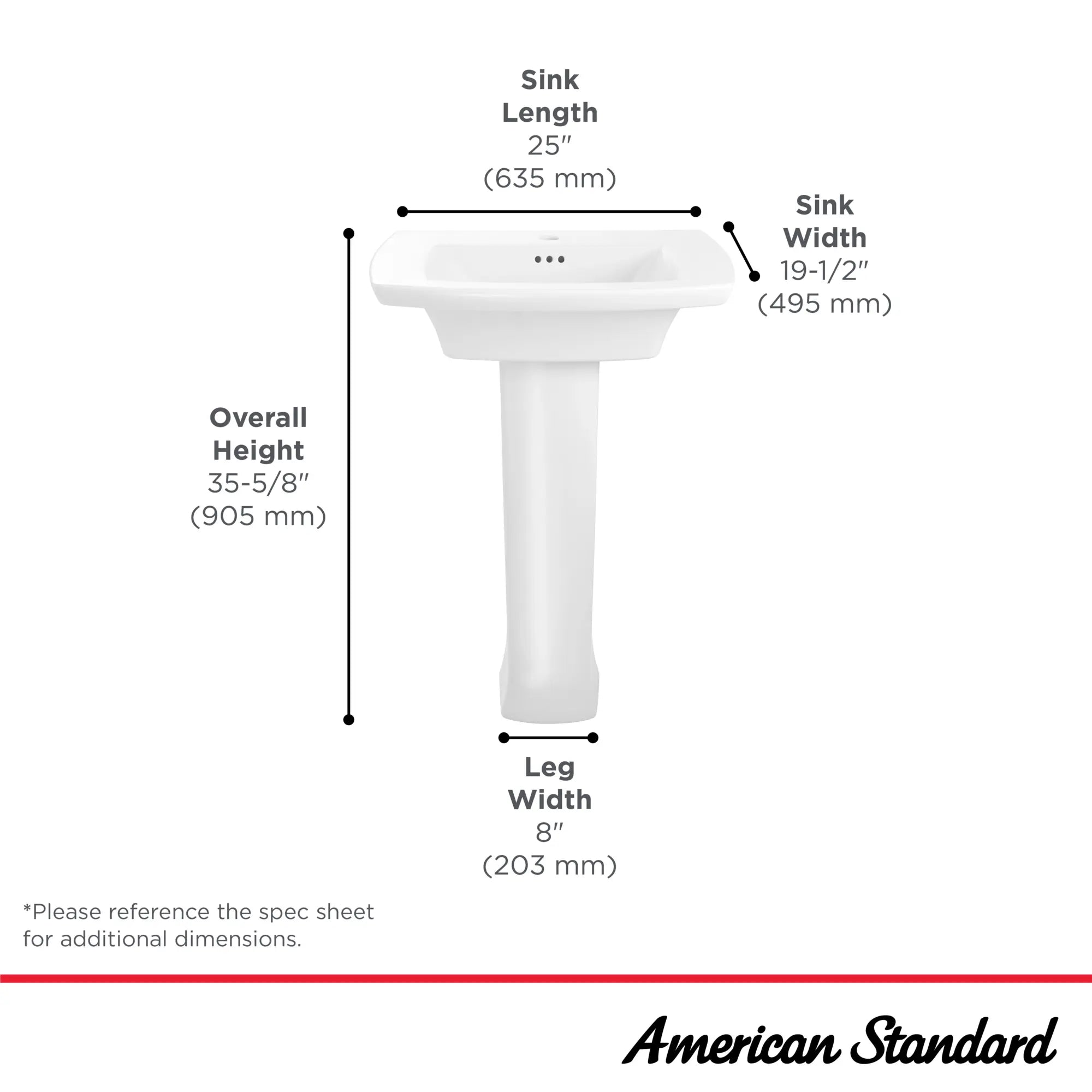 Edgemere Center Hole Only Pedestal Sink Top and Leg Combination // WHITE // 67454_Edgemere_Infographic_0445100_0001_SEPT2025_1_CDNwebp.webp