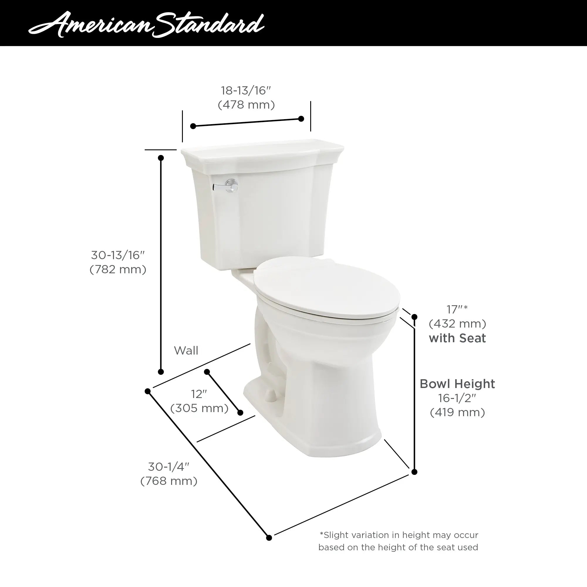 Estate® VorMax® Plus Two-Piece 1.28 gpf/4.8 Lpf Chair Height Elongated Toilet With Seat // WHITE // 67490_AS_Estate_VorMax_207AA104CP_Dimension_Infographic_0_CDNwebp.webp