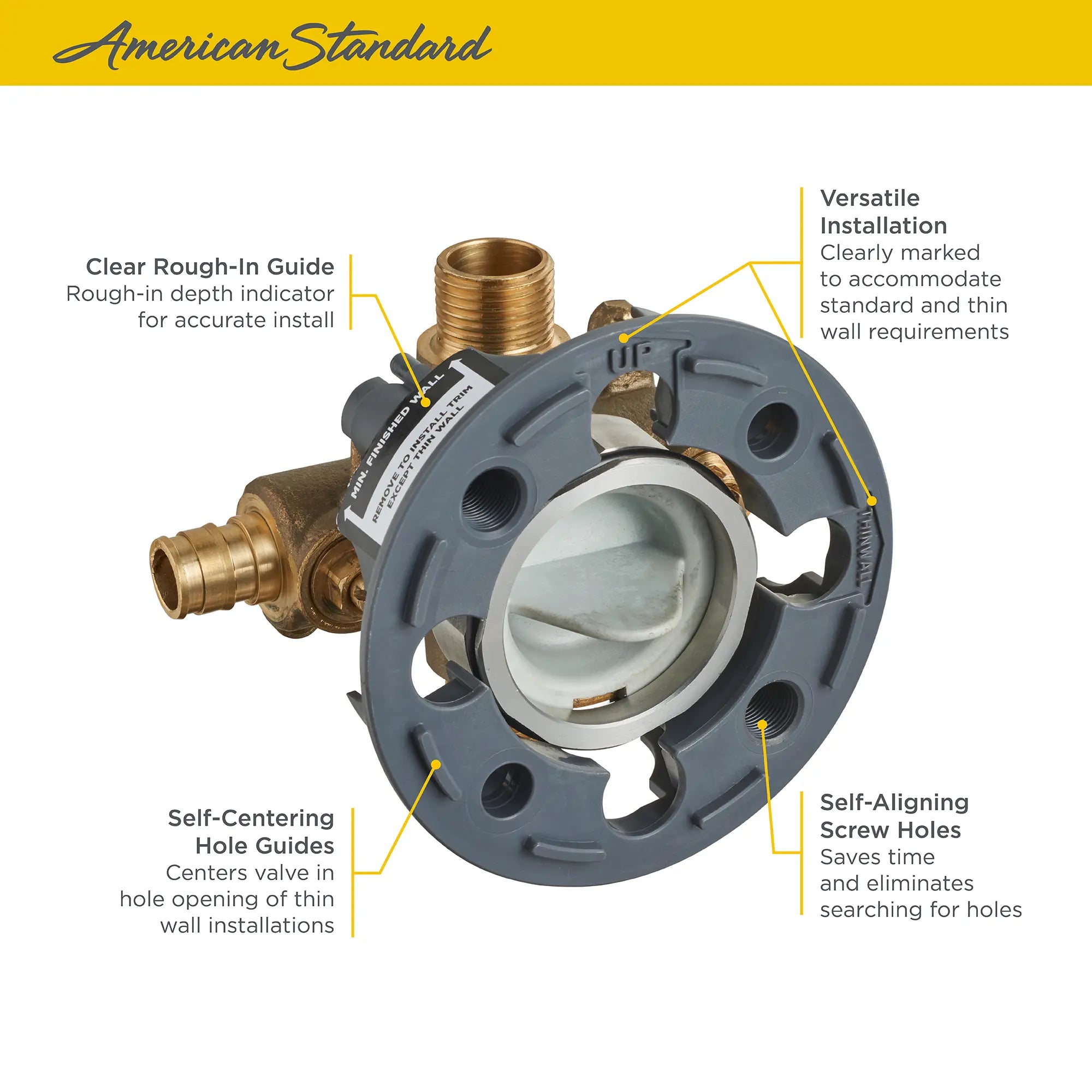Flash® Shower Rough-In Valve With PEX Inlets/Universal Outlets With Screwdriver Stops for Cold Expansion System // NO FINISH // 67584_Flash_Valve_RU108SS_Info_2_0_CDNwebp.webp